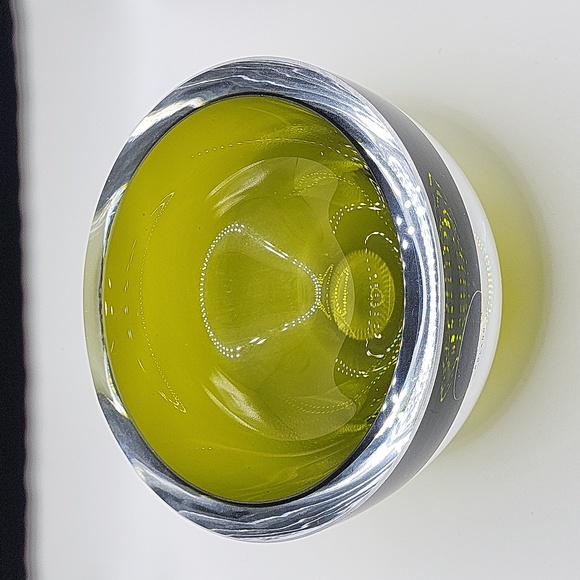 Signed Badash, Penelope Green Smoke Mouth Blown European Crystal Bowl 6 Inch - Picture 3 of 8